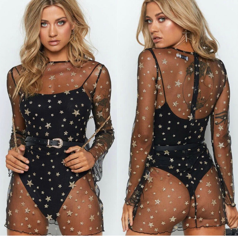 Sheer star mini dress